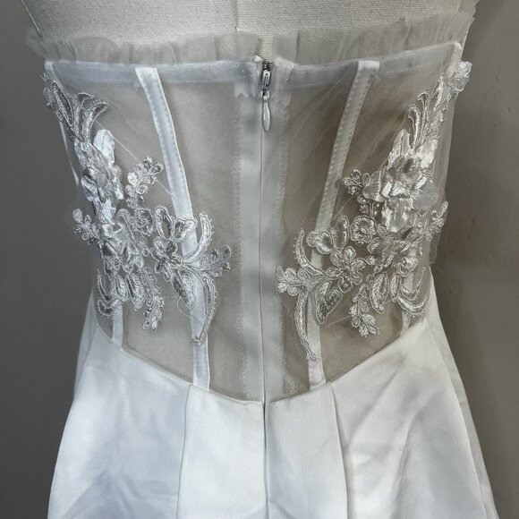 Lulus Wedding Dress Gown Eternal Gratitude White Strapless Maxi Sheer Back Large - Picture 8 of 13